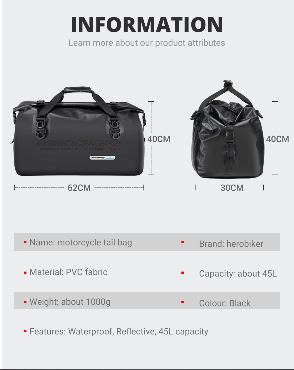 HEROBIKER 45L Bag Waterproof Motorcycle Backpack – jerseyspower
