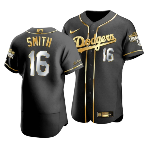 Los Angeles Dodgers Men’s Will Smith #16 Golden Jersey Black 2020 World ...